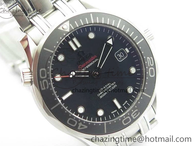 0823 Flexible Seamaster 300M SS OMF 1:1 Best Edition Black Dial Matt Black Ceramic Bezel On SS Bracelet A 8147